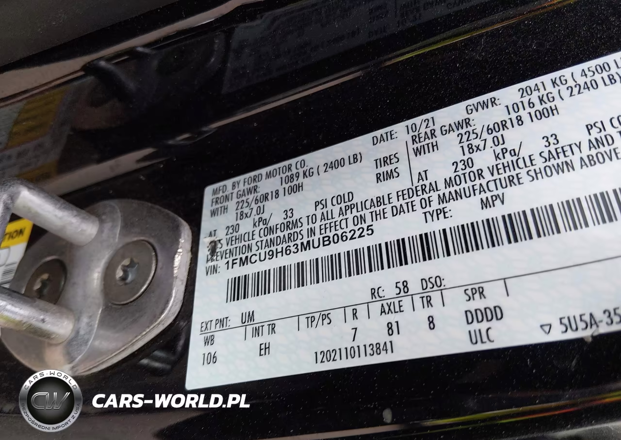 2021 Ford Escape Sel VIN:1FMCU9H63MUB06225 - 9