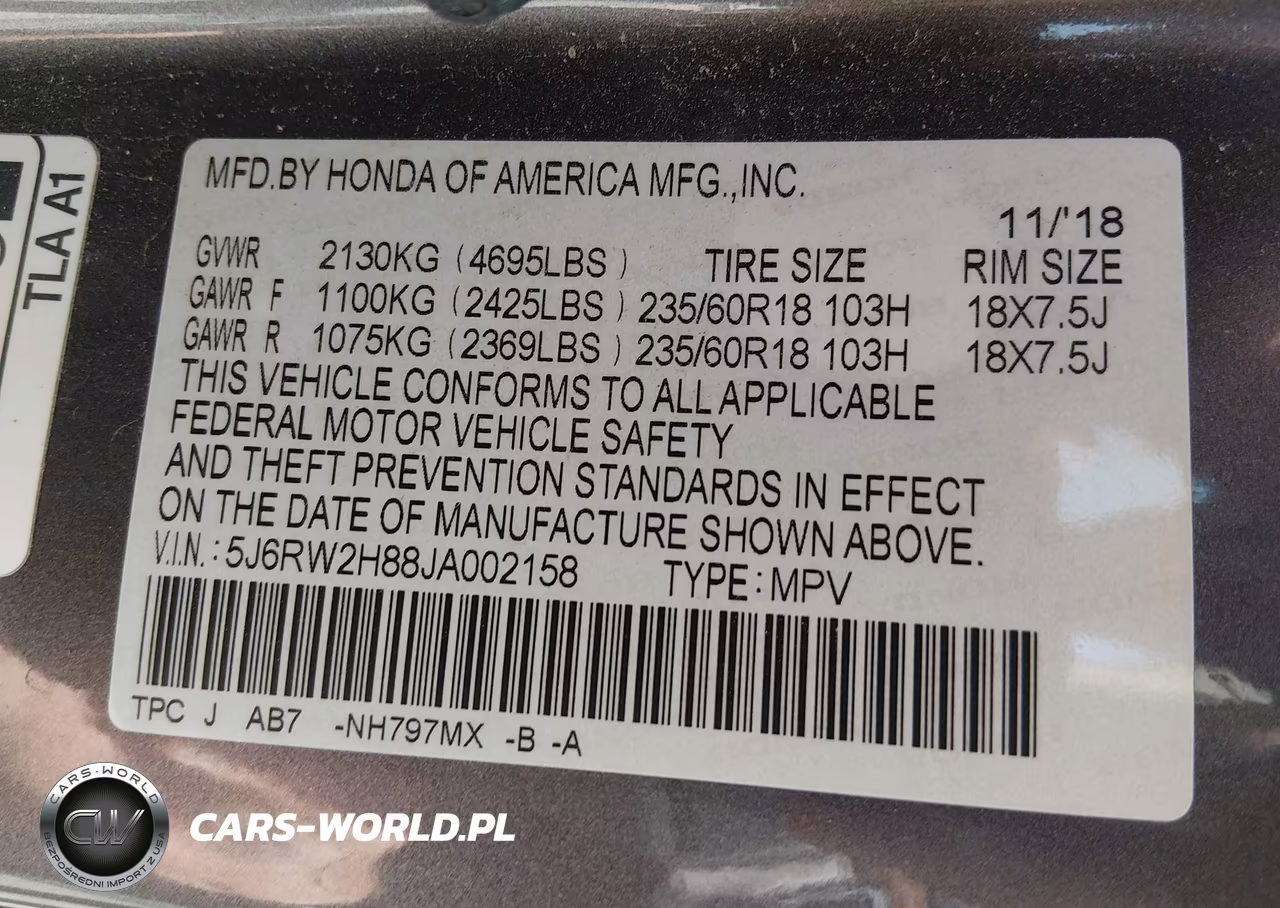 2018 Honda Cr-V Ex-L-Ex-L Navi VIN:5J6RW2H88JA002158 - 9