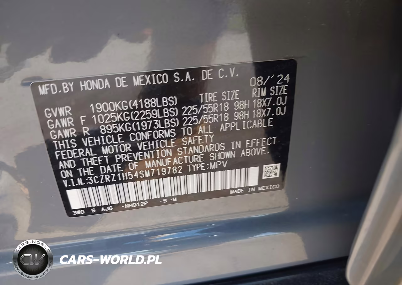 2025 Honda Hr-V 2Wd Sport VIN:3CZRZ1H54SM719782 - 9