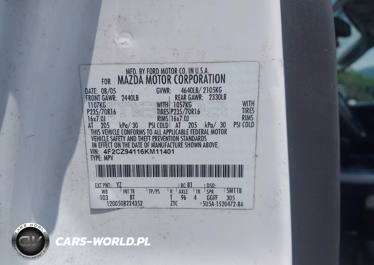 2006 Mazda Tribute S VIN:4F2CZ94116KM11401 - 9