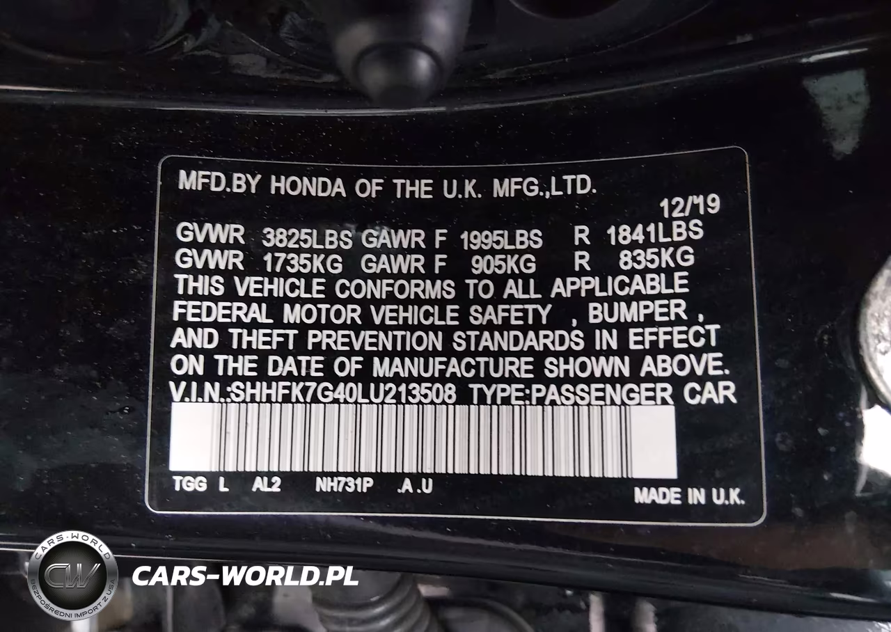 2020 Honda Civic Sport VIN:SHHFK7G40LU213508 - 9
