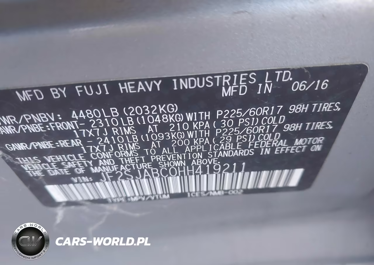 2017 Subaru Forester 2.5I VIN:JF2SJABC0HH419211 - 9