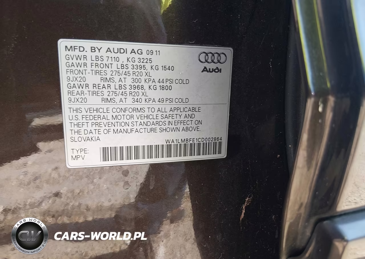 2012 Audi Q7 3.0 Tdi Premium VIN:WA1LMBFE1CD002864 - 9