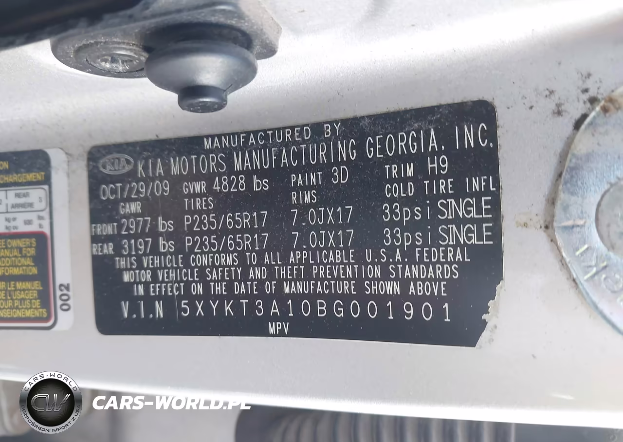 2011 Kia Sorento Lx VIN:5XYKT3A10BG001901 - 9