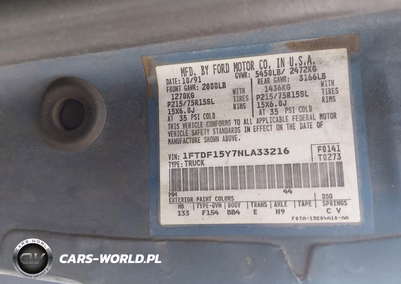 1992 Ford F150 VIN:1FTDF15Y7NLA33216 - 9