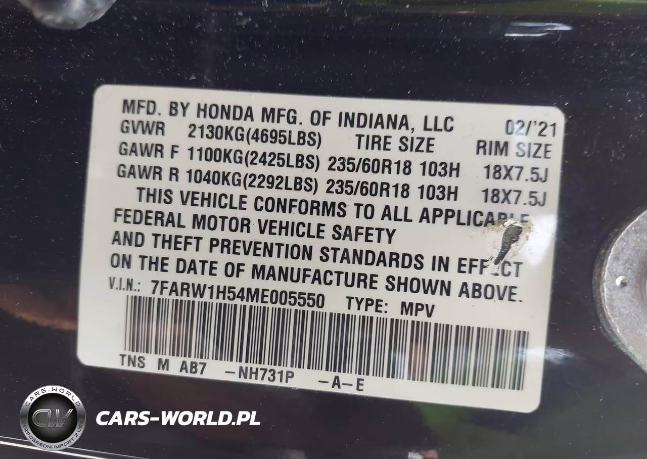 2021 Honda Cr-V 2Wd Ex VIN:7FARW1H54ME005550 - 9