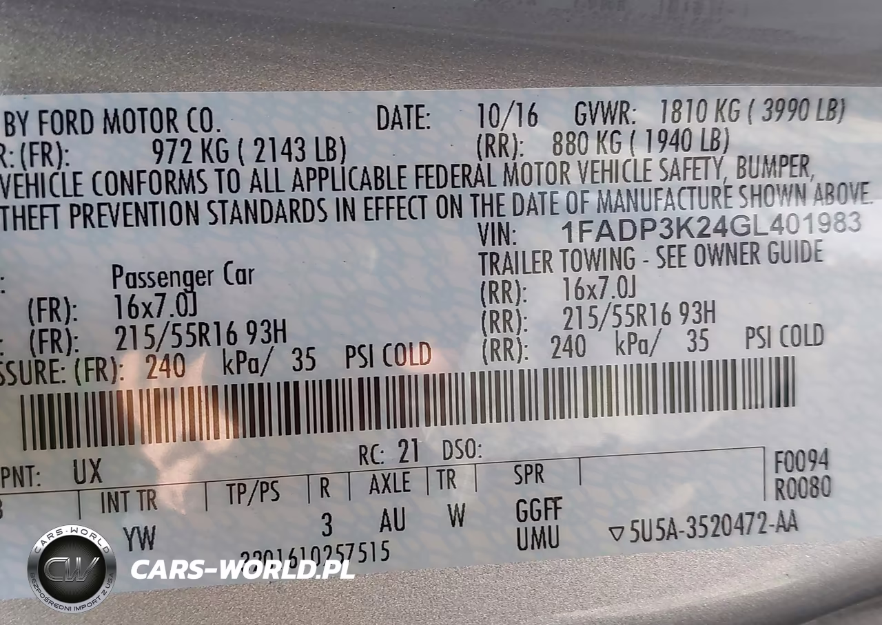 2016 Ford Focus Se VIN:1FADP3K24GL401983 - 9