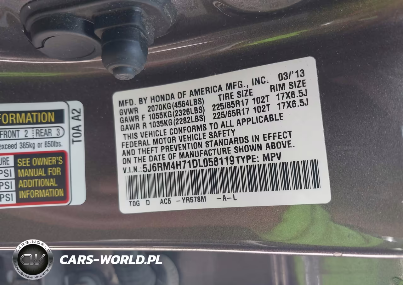 2013 Honda Cr-V Ex-L VIN:5J6RM4H71DL058119 - 9