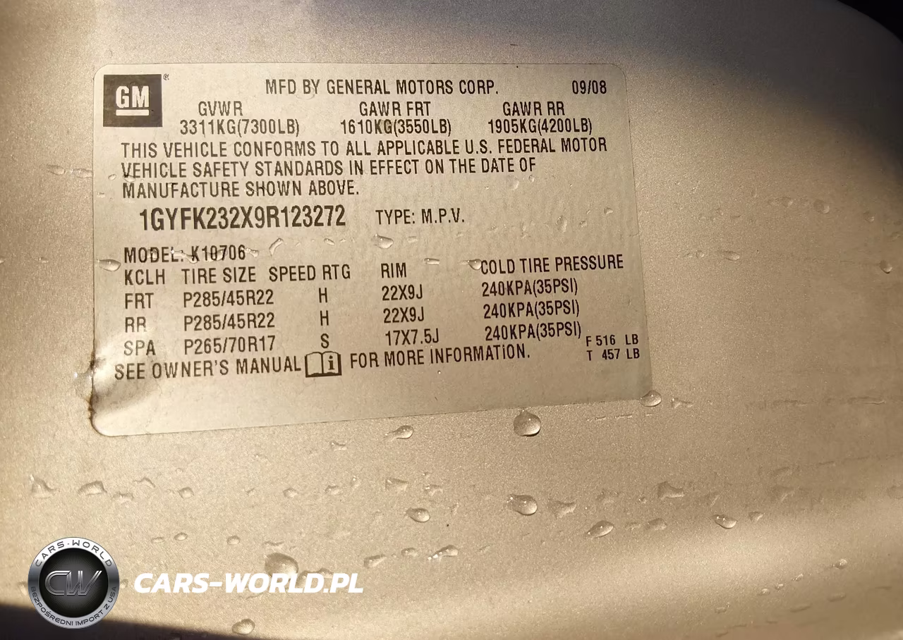 2009 Cadillac Escalade Standard VIN:1GYFK232X9R123272 - 9