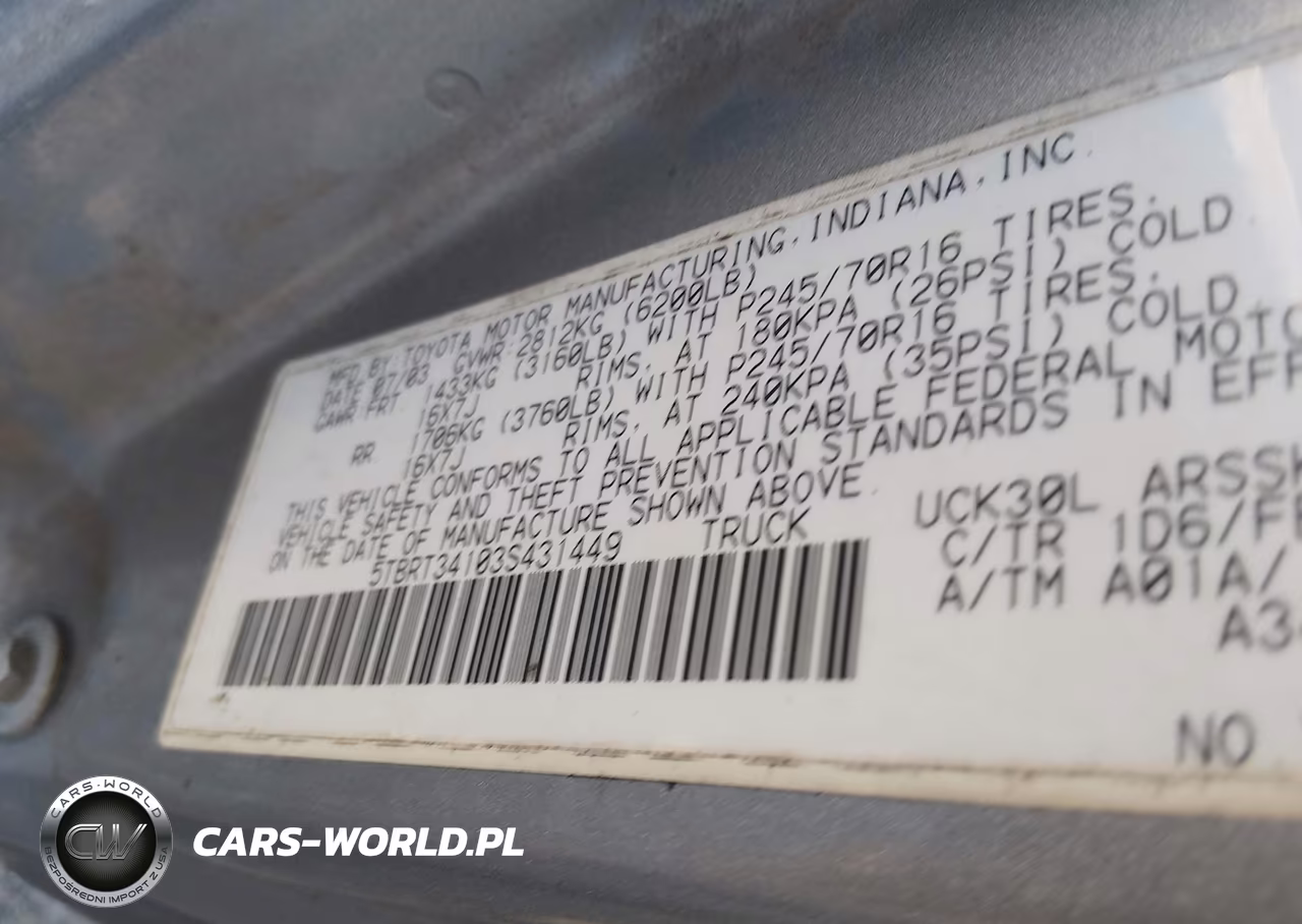 2003 Toyota Tundra Sr5 V8 VIN:5TBRT34103S431449 - 9
