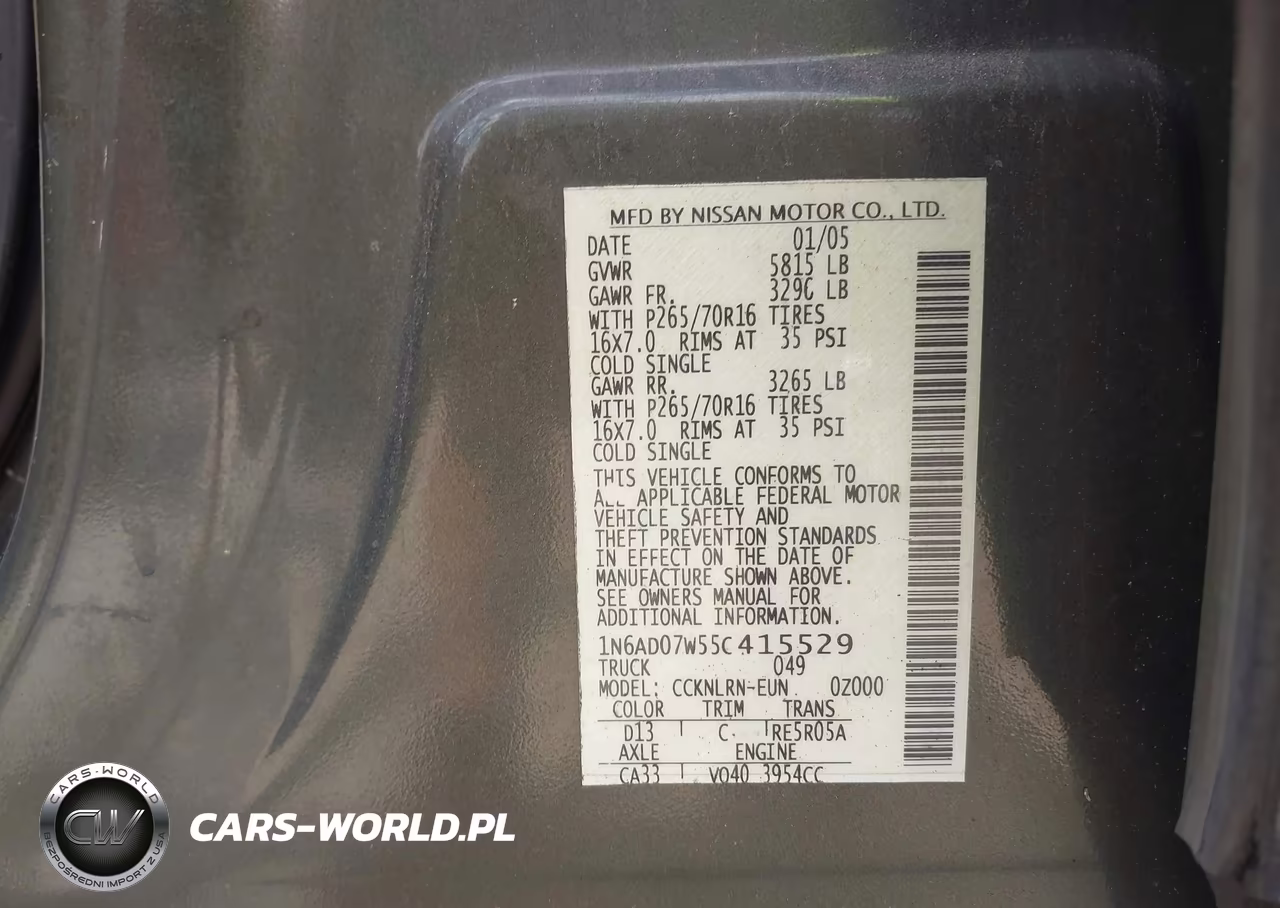 2005 Nissan Frontier Se VIN:1N6AD07W55C415529 - 9