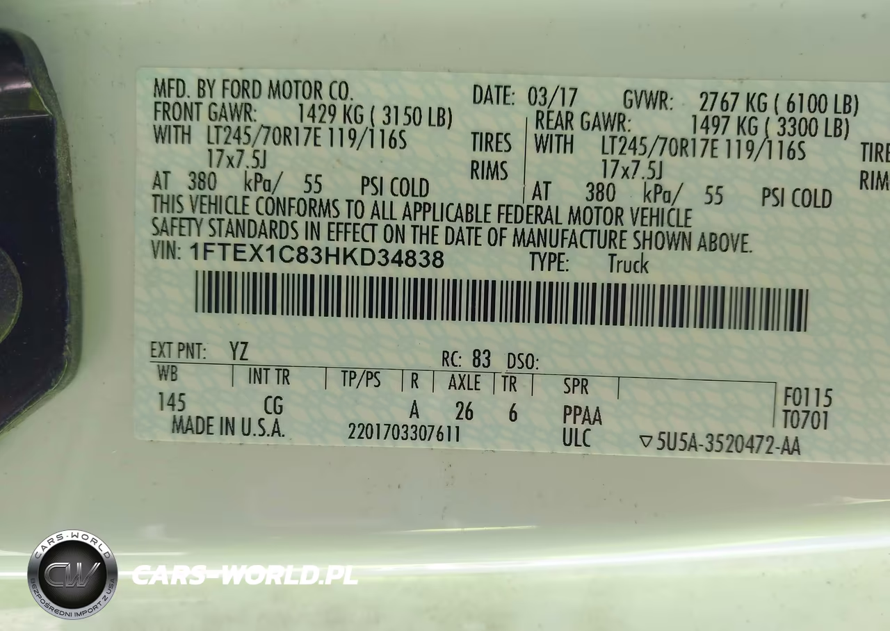 2017 Ford F-150 Xl VIN:1FTEX1C83HKD34838 - 9