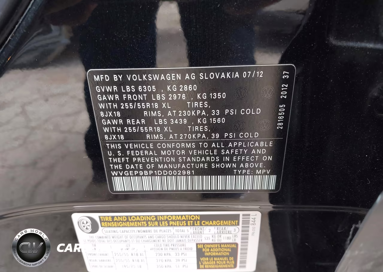 2013 Volkswagen Touareg Tdi Sport VIN:WVGEP9BP1DD002981 - 9