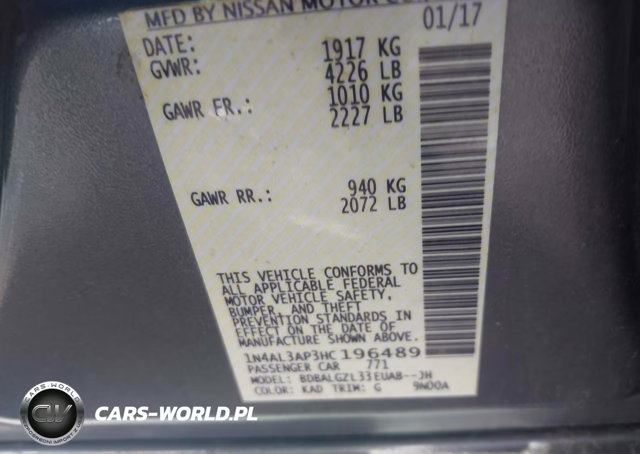 2017 Nissan Altima 2.5 S VIN:1N4AL3AP3HC196489 - 9