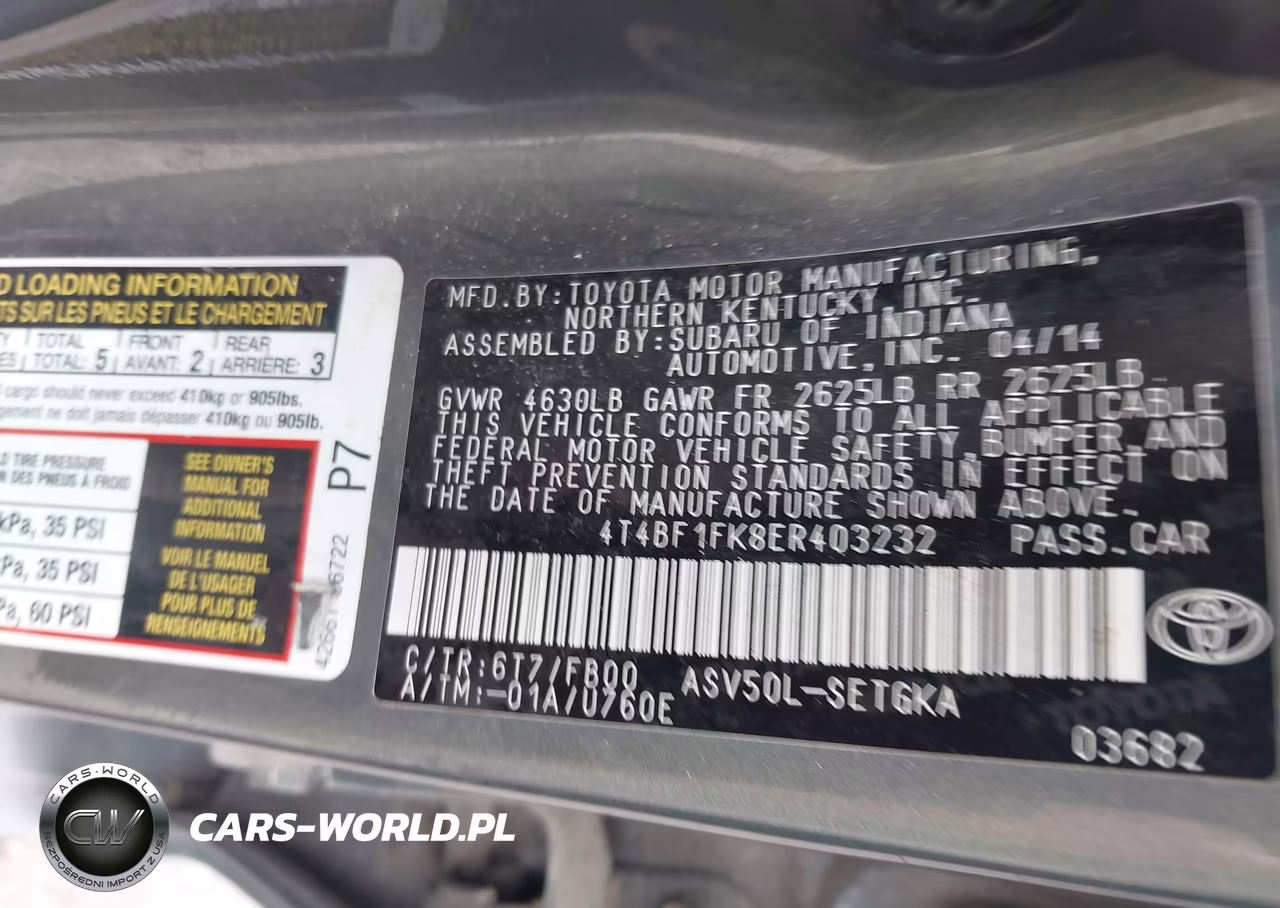 2014 Toyota Camry Xle VIN:4T4BF1FK8ER403232 - 9