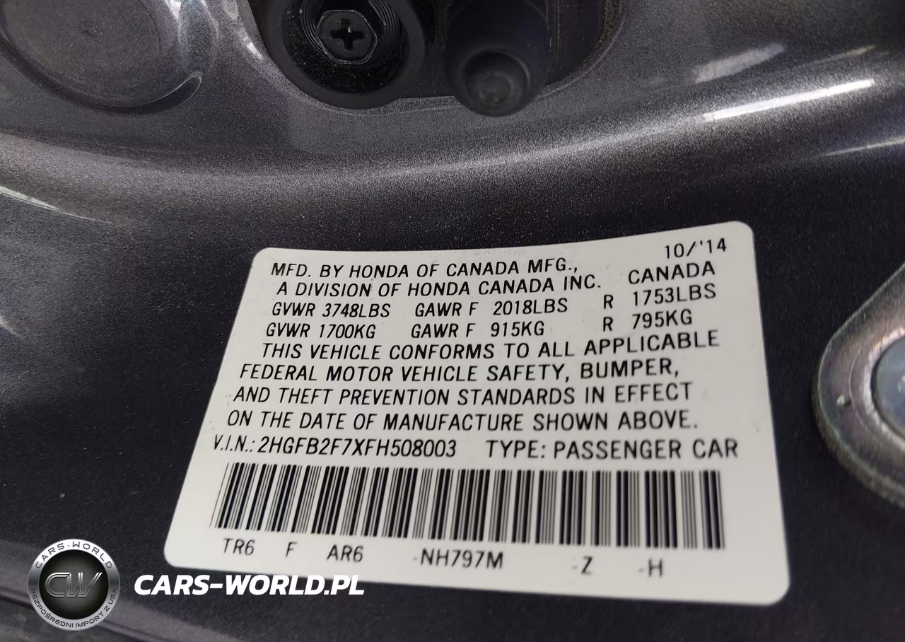 2015 Honda Civic Se VIN:2HGFB2F7XFH508003 - 9