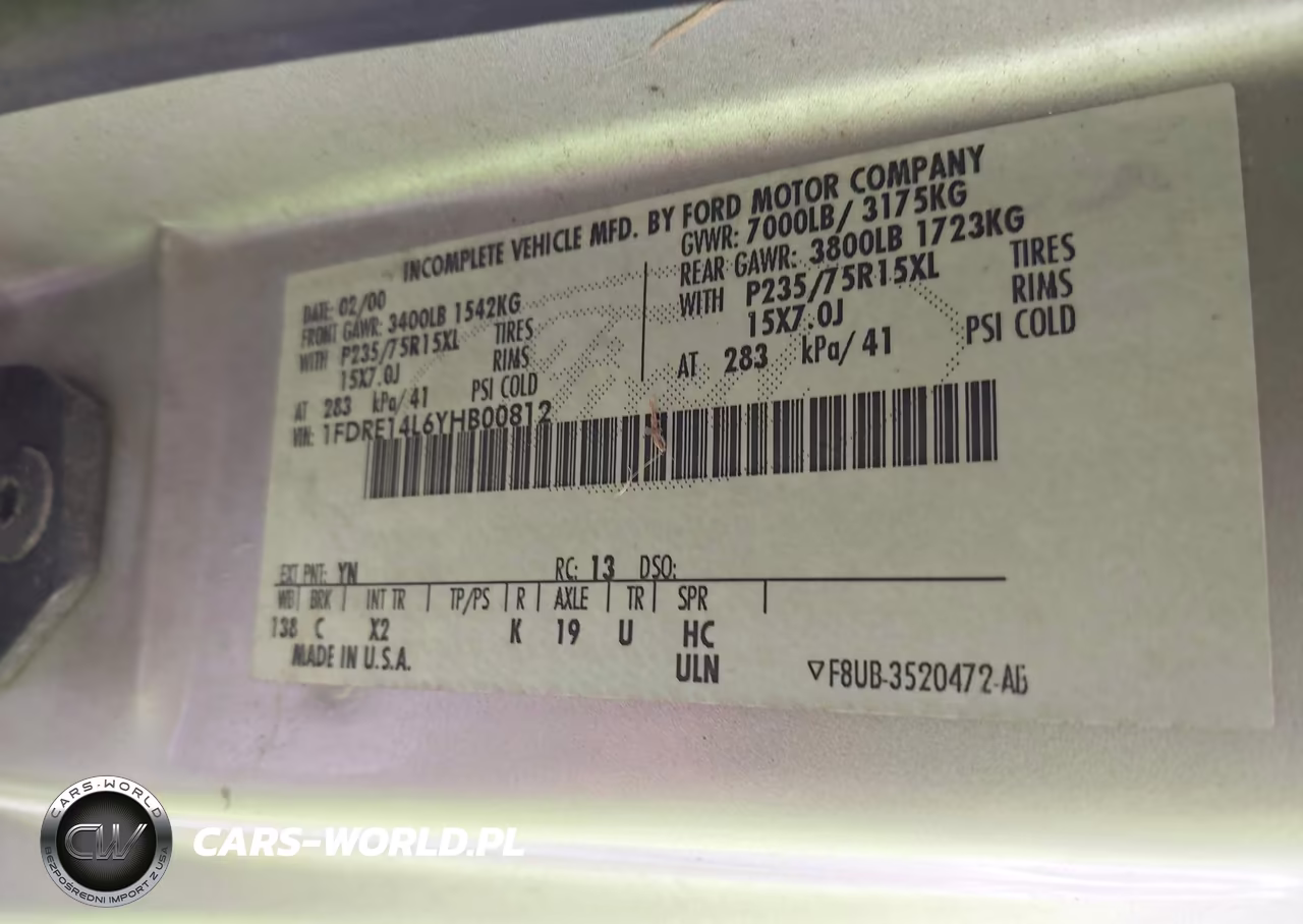 2000 Ford E-150 Recreational VIN:1FDRE14L6YHB00812 - 9