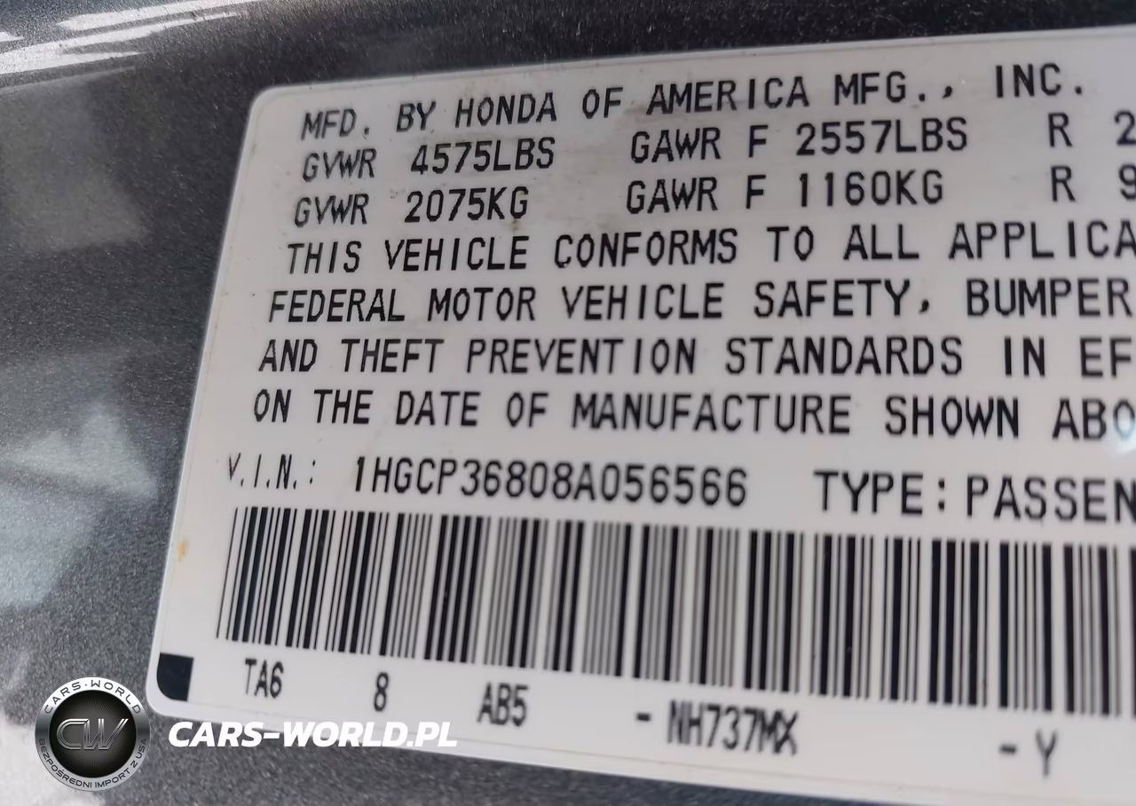 2008 Honda Accord 3.5 Ex-L VIN:1HGCP36808A056566 - 9