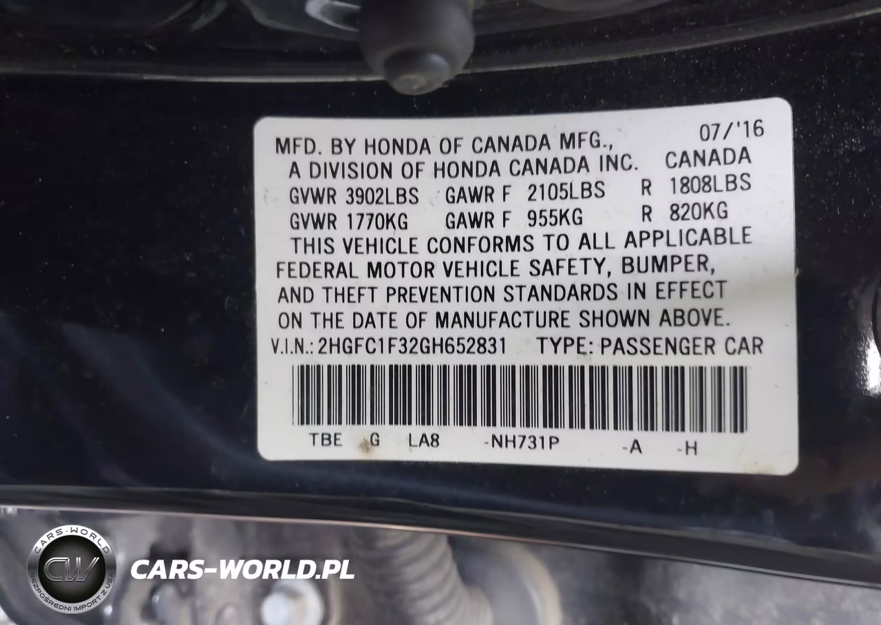2016 Honda Civic Ex-T VIN:2HGFC1F32GH652831 - 9