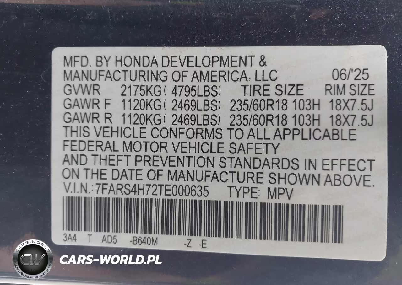 2026 Honda Cr-V Ex-L Awd VIN:7FARS4H72TE000635 - 9