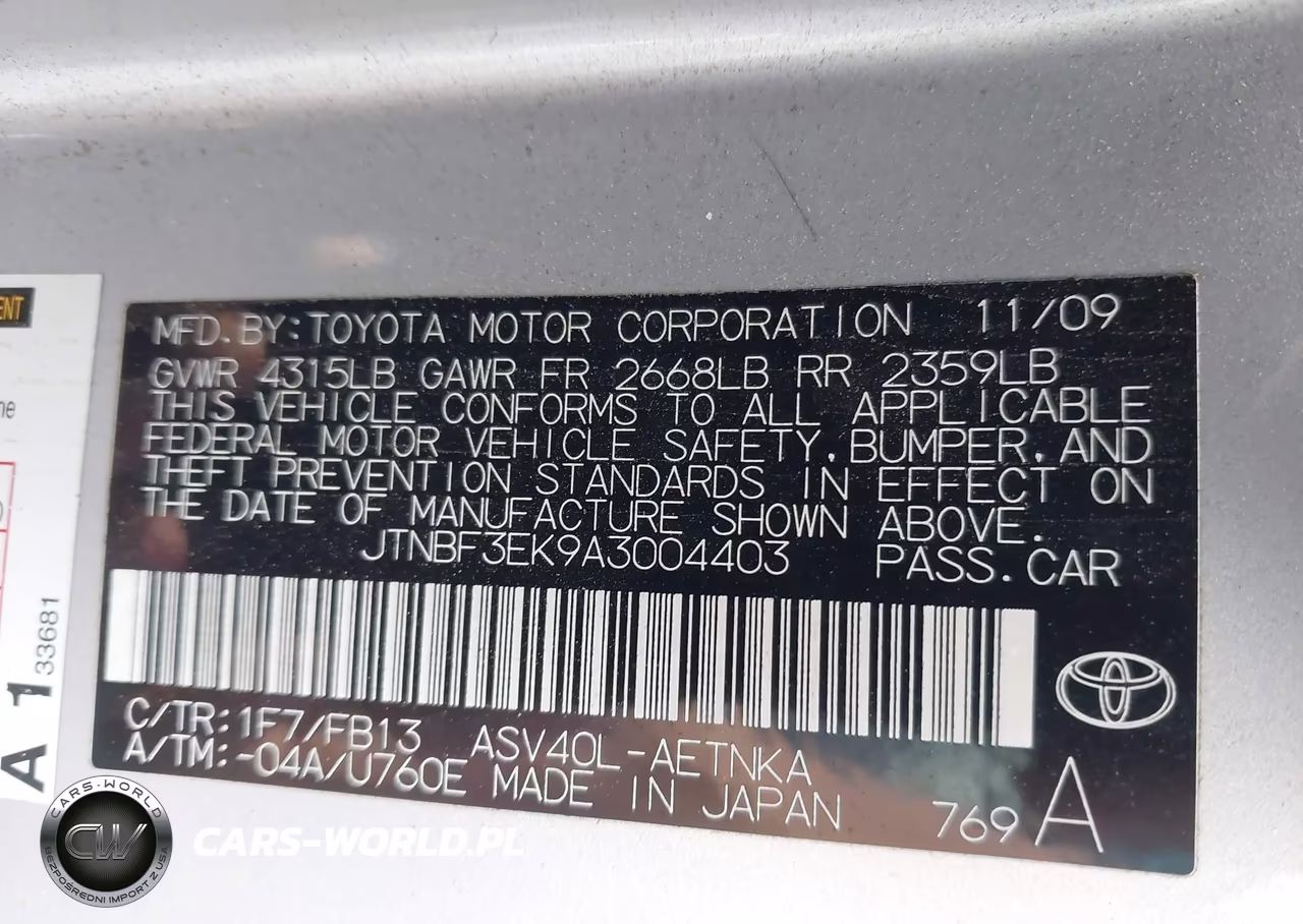 2010 Toyota Camry Le VIN:JTNBF3EK9A3004403 - 9