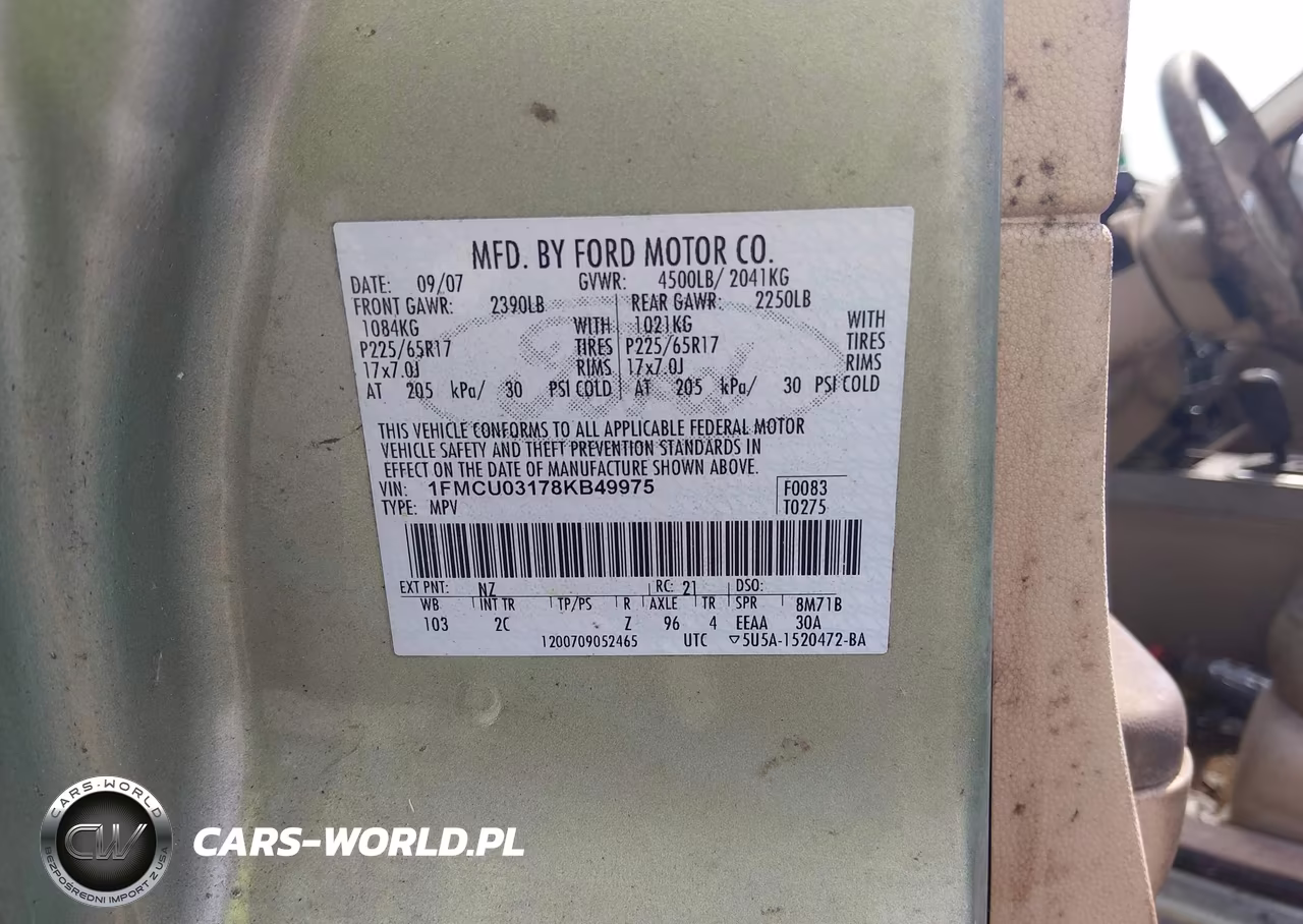 2008 Ford Escape Xlt VIN:1FMCU03178KB49975 - 9