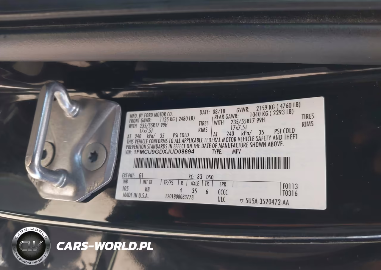 2018 Ford Escape Se VIN:1FMCU9GDXJUD08894 - 9