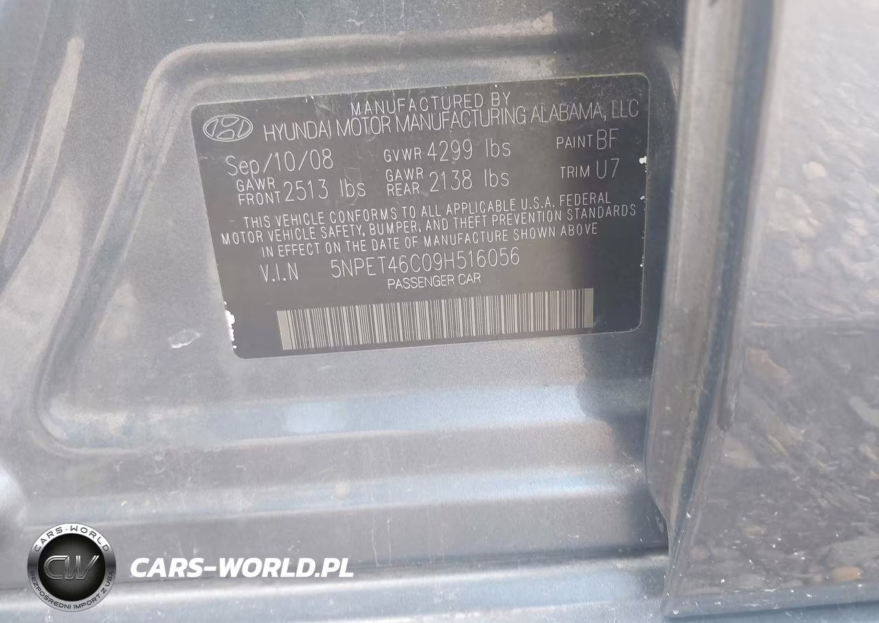2009 Hyundai Sonata Gls VIN:5NPET46C09H516056 - 9