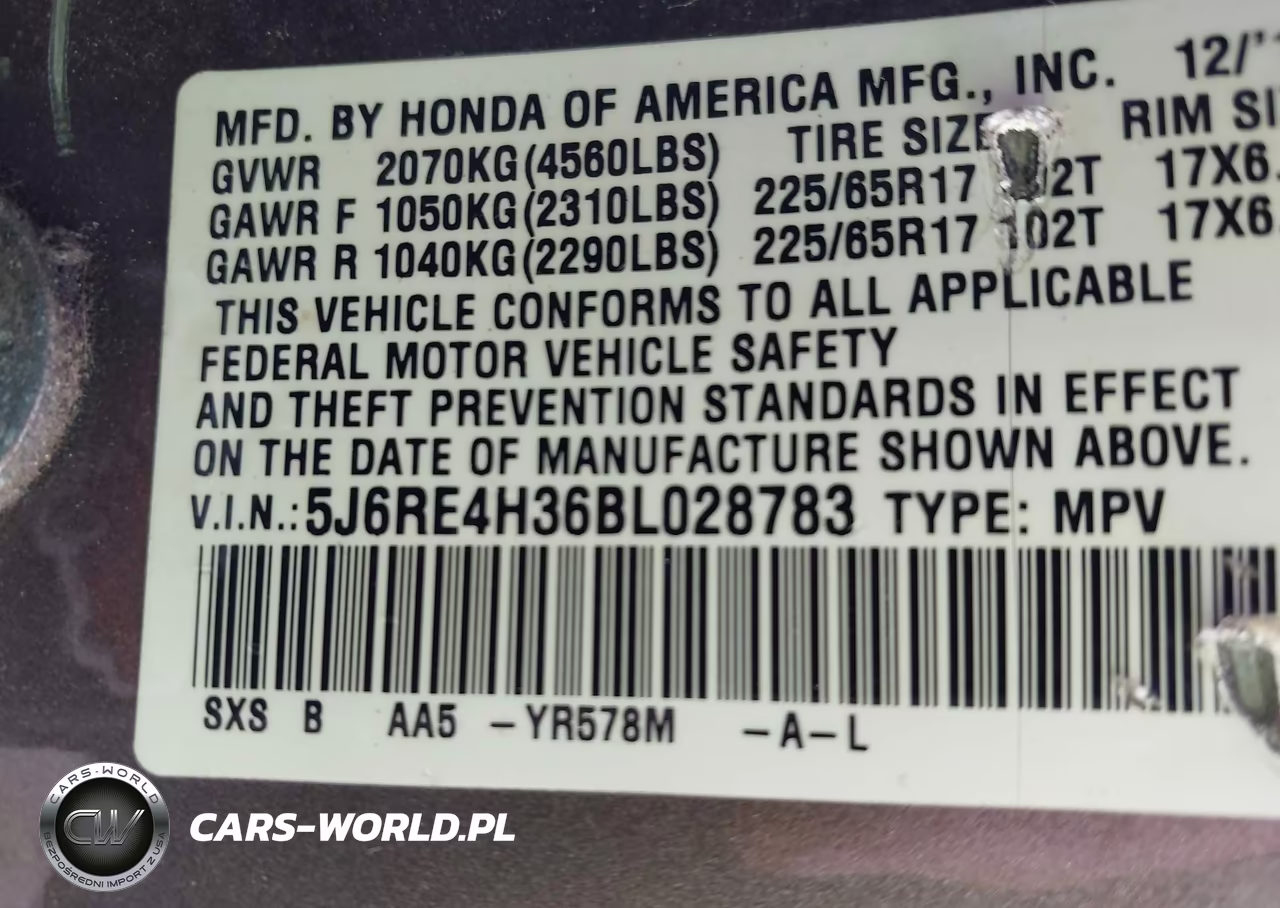 2011 Honda Cr-V Lx VIN:5J6RE4H36BL028783 - 9