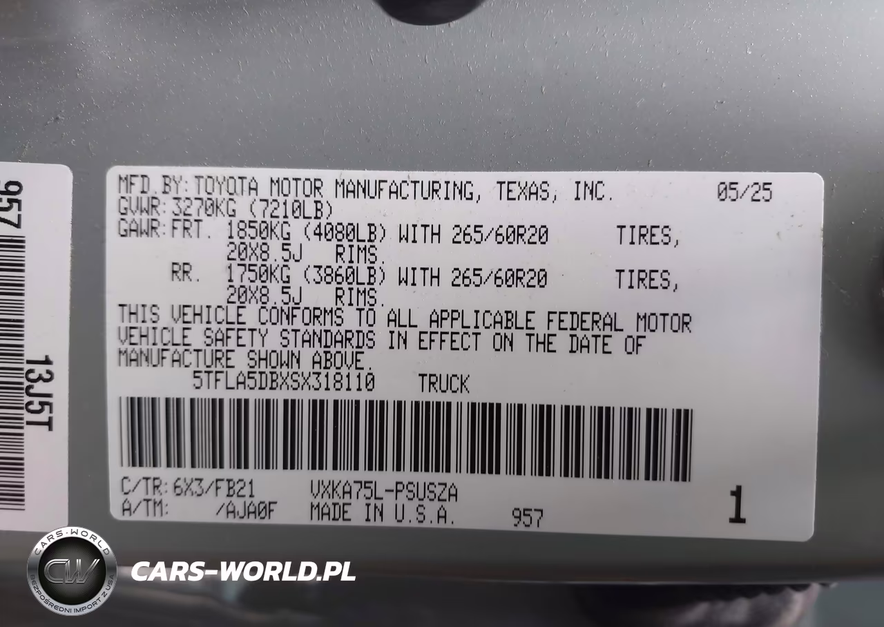 2025 Toyota Tundra Sr5 VIN:5TFLA5DBXSX318110 - 9