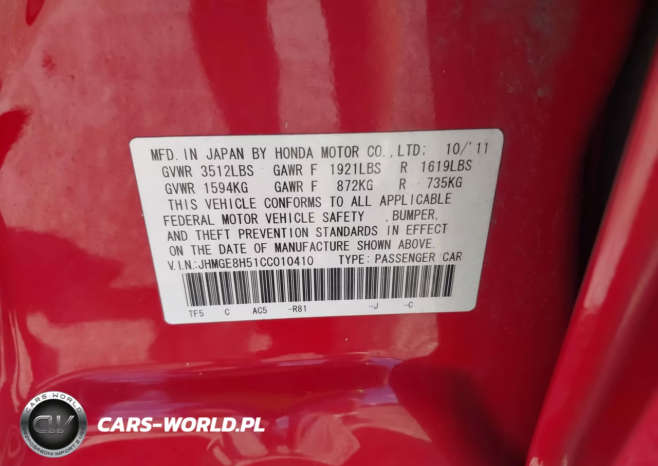 2012 Honda Fit Sport VIN:JHMGE8H51CC010410 - 9