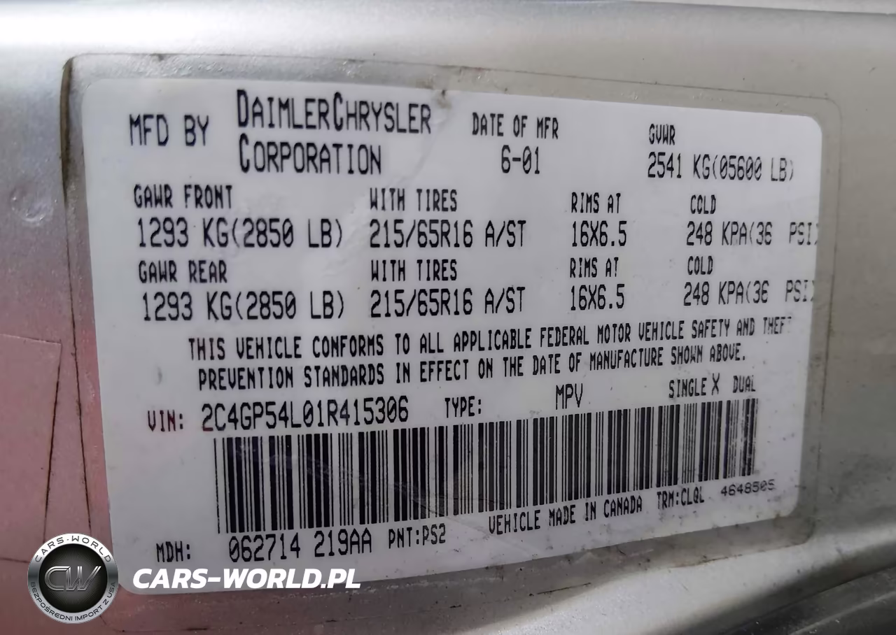 2001 Chrysler Town & Country Lxi VIN:2C4GP54L01R415306 - 9