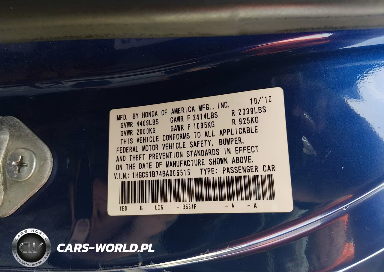 2011 Honda Accord 2.4 Ex VIN:1HGCS1B74BA005515 - 9