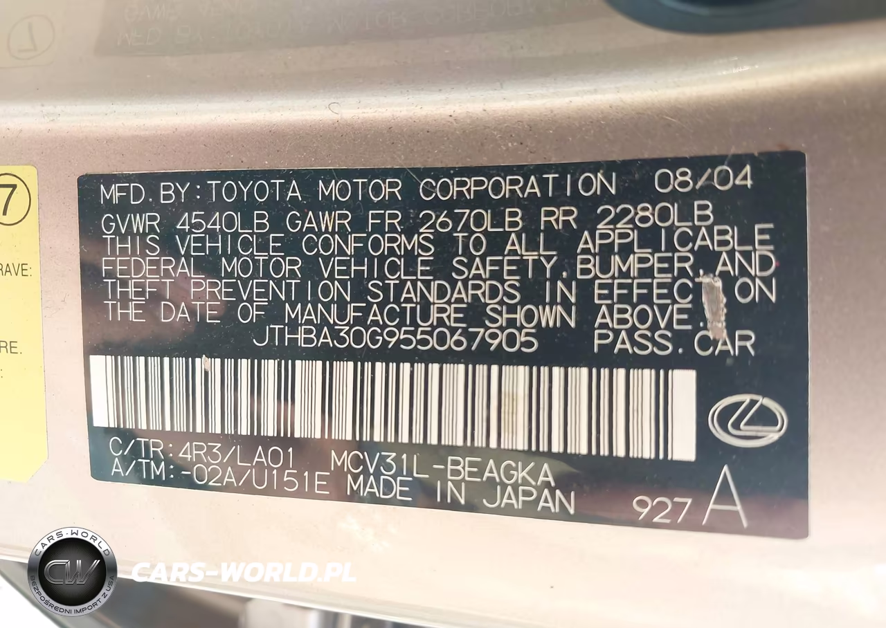 2005 Lexus Es 330 VIN:JTHBA30G955067905 - 9