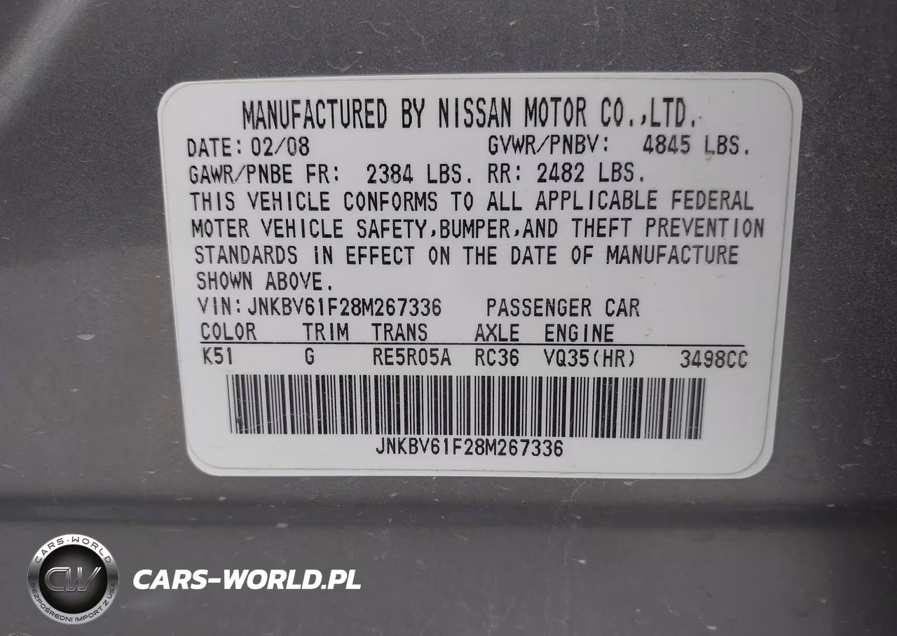 2008 Infiniti G35X VIN:JNKBV61F28M267336 - 9