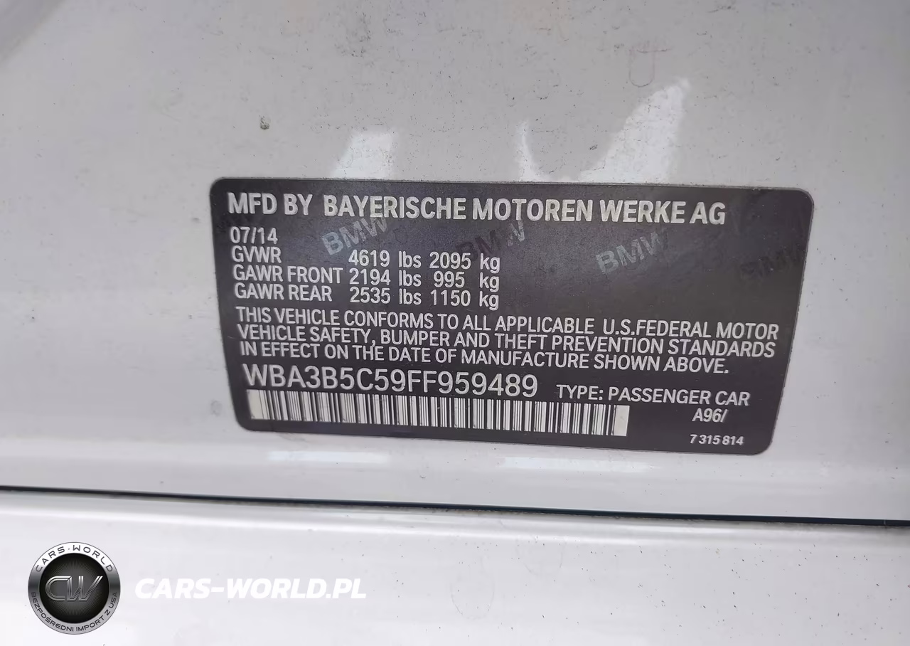 2015 BMW 328I xDrive VIN:WBA3B5C59FF959489 - 9