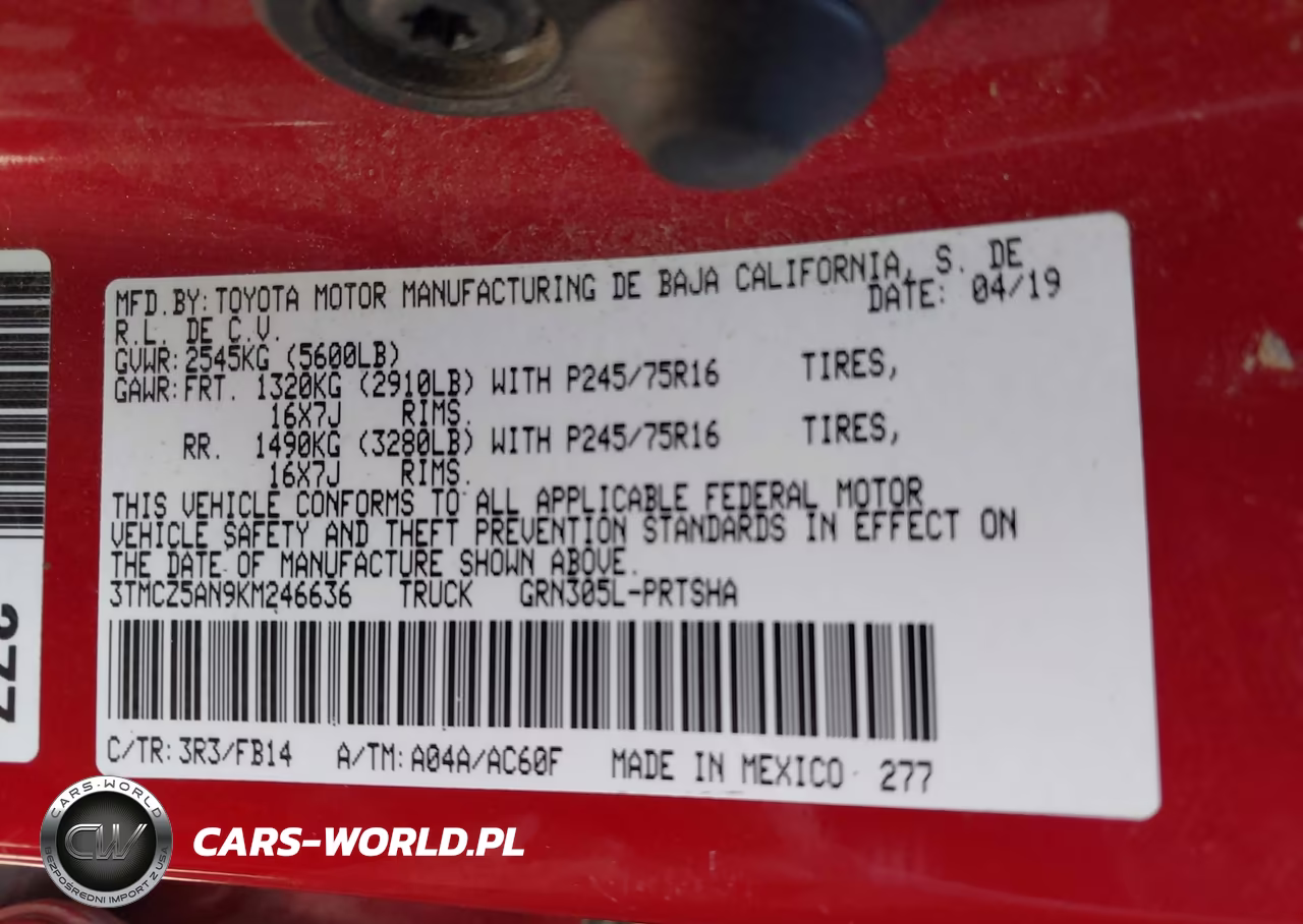 2019 Toyota Tacoma Sr V6 VIN:3TMCZ5AN9KM246636 - 9