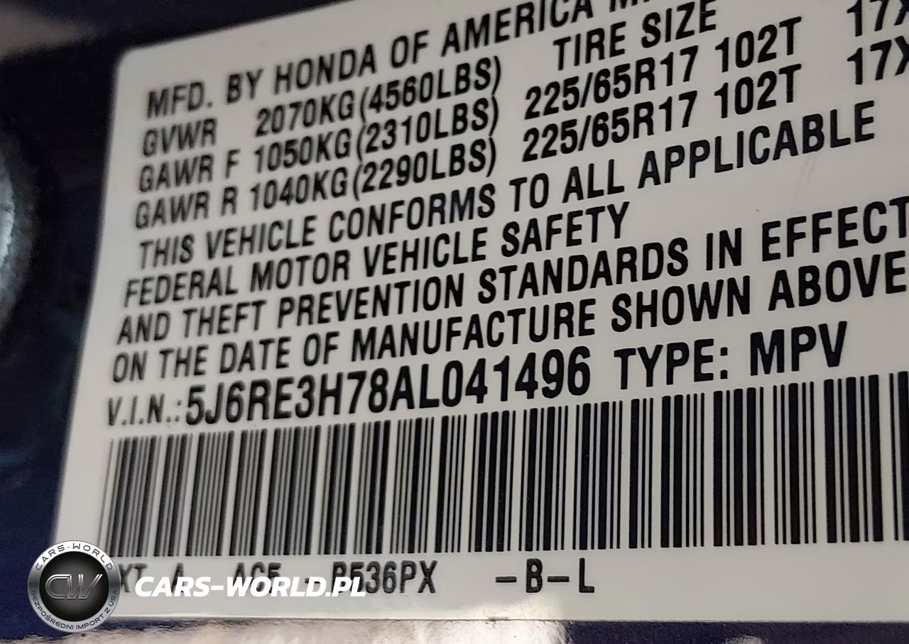 2010 Honda Cr-V Ex-L VIN:5J6RE3H78AL041496 - 9