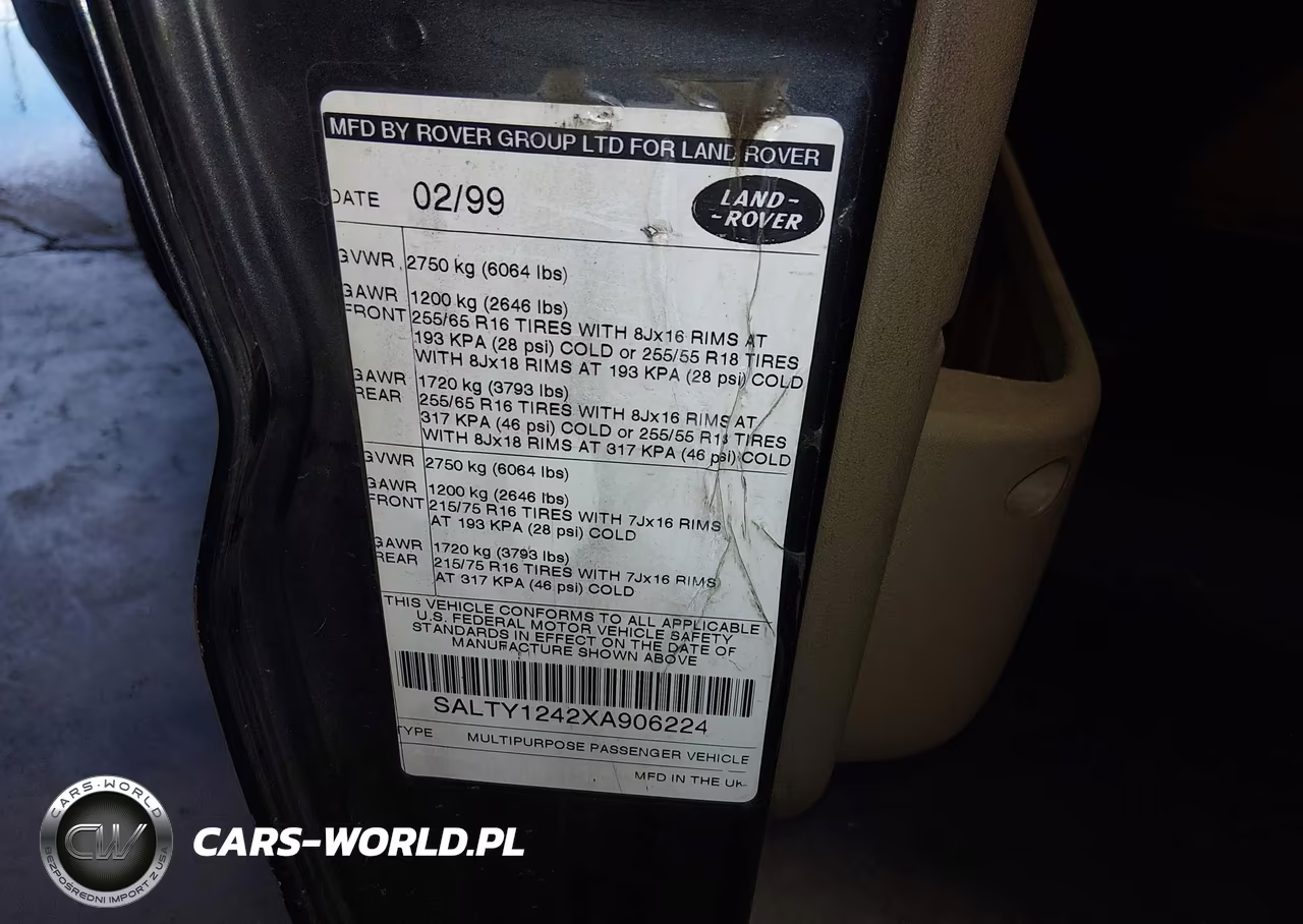 1999 Land Rover Discovery Series Ii VIN:SALTY1242XA906224 - 9