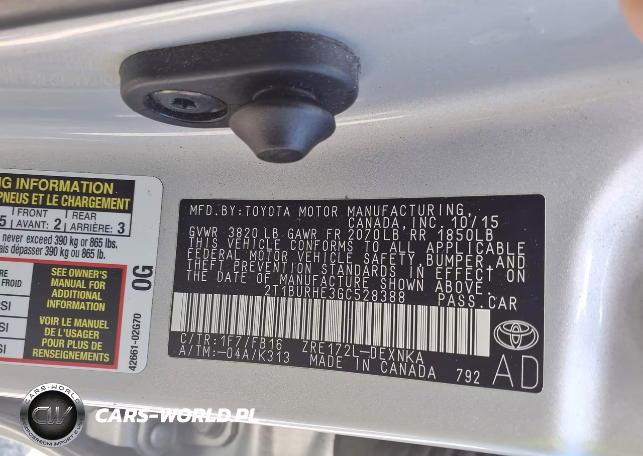 2016 Toyota Corolla Le VIN:2T1BURHE3GC528388 - 9