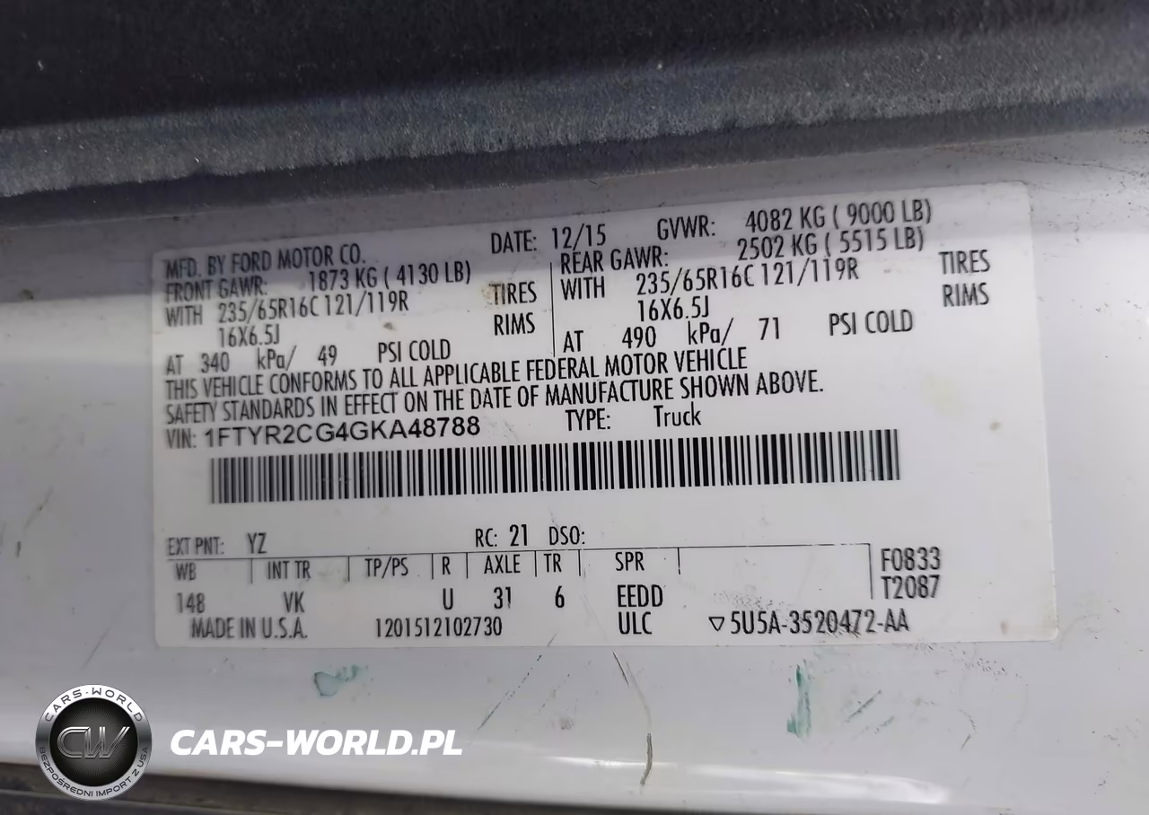2016 Ford Transit-250 VIN:1FTYR2CG4GKA48788 - 9