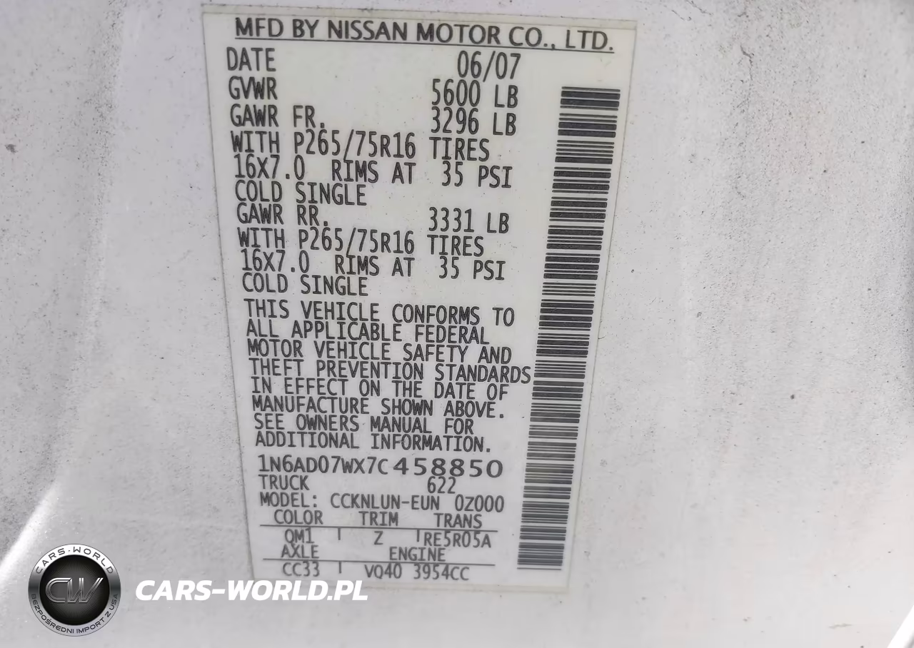 2007 Nissan Frontier Nismo Off Road VIN:1N6AD07WX7C458850 - 9