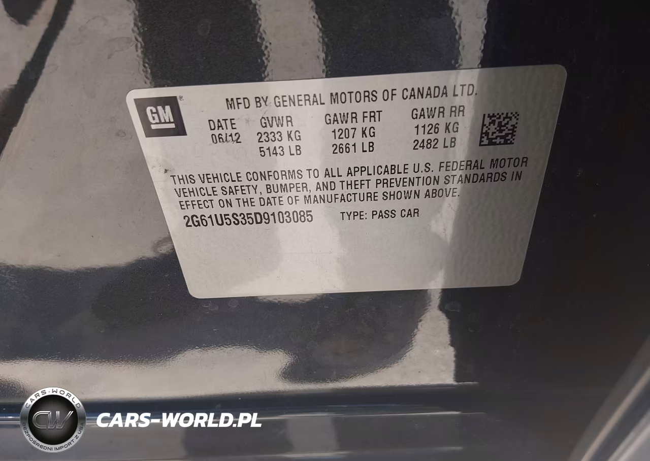2013 Cadillac Xts Platinum VIN:2G61U5S35D9103085 - 9