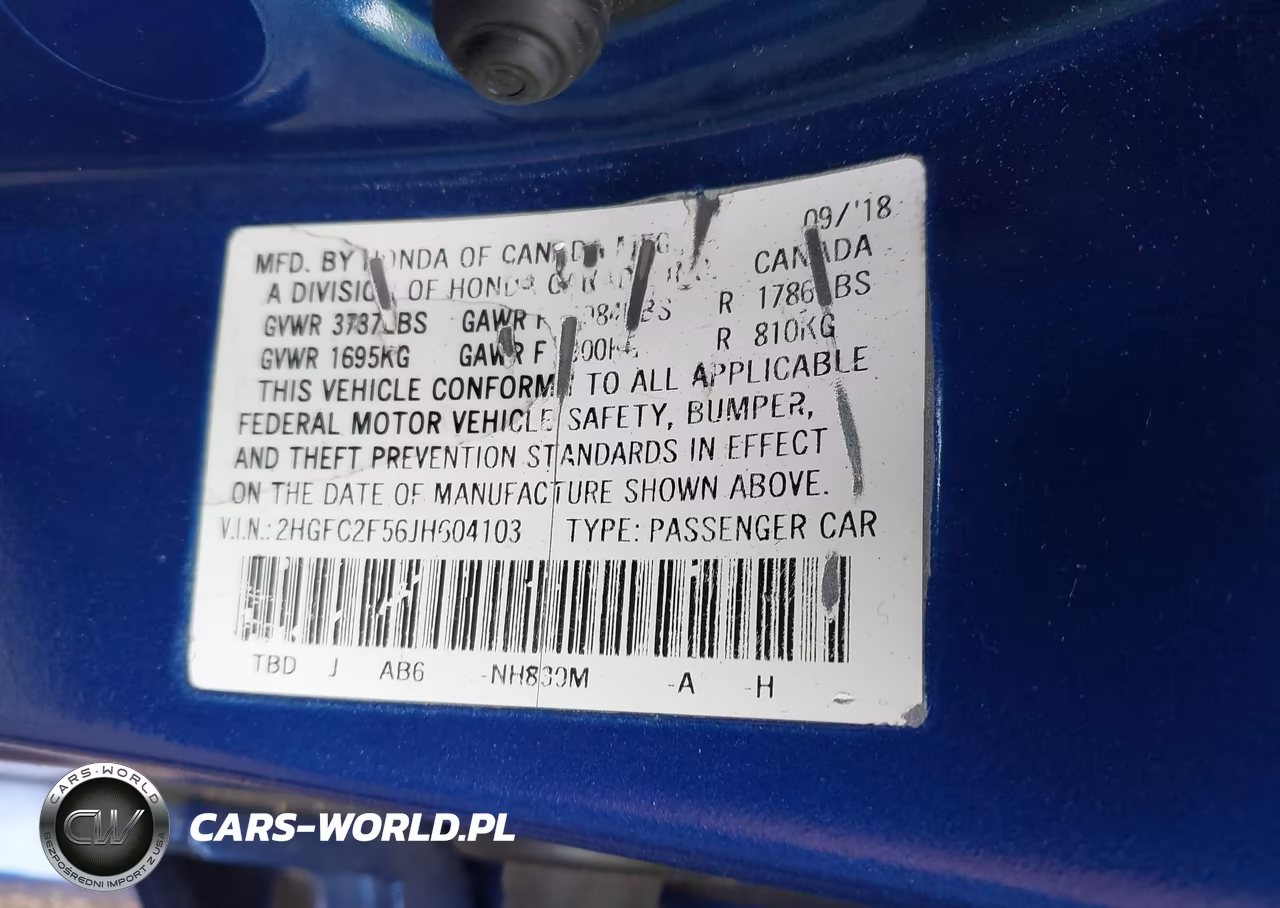 2018 Honda Civic Lx VIN:2HGFC2F56JH604103 - 9