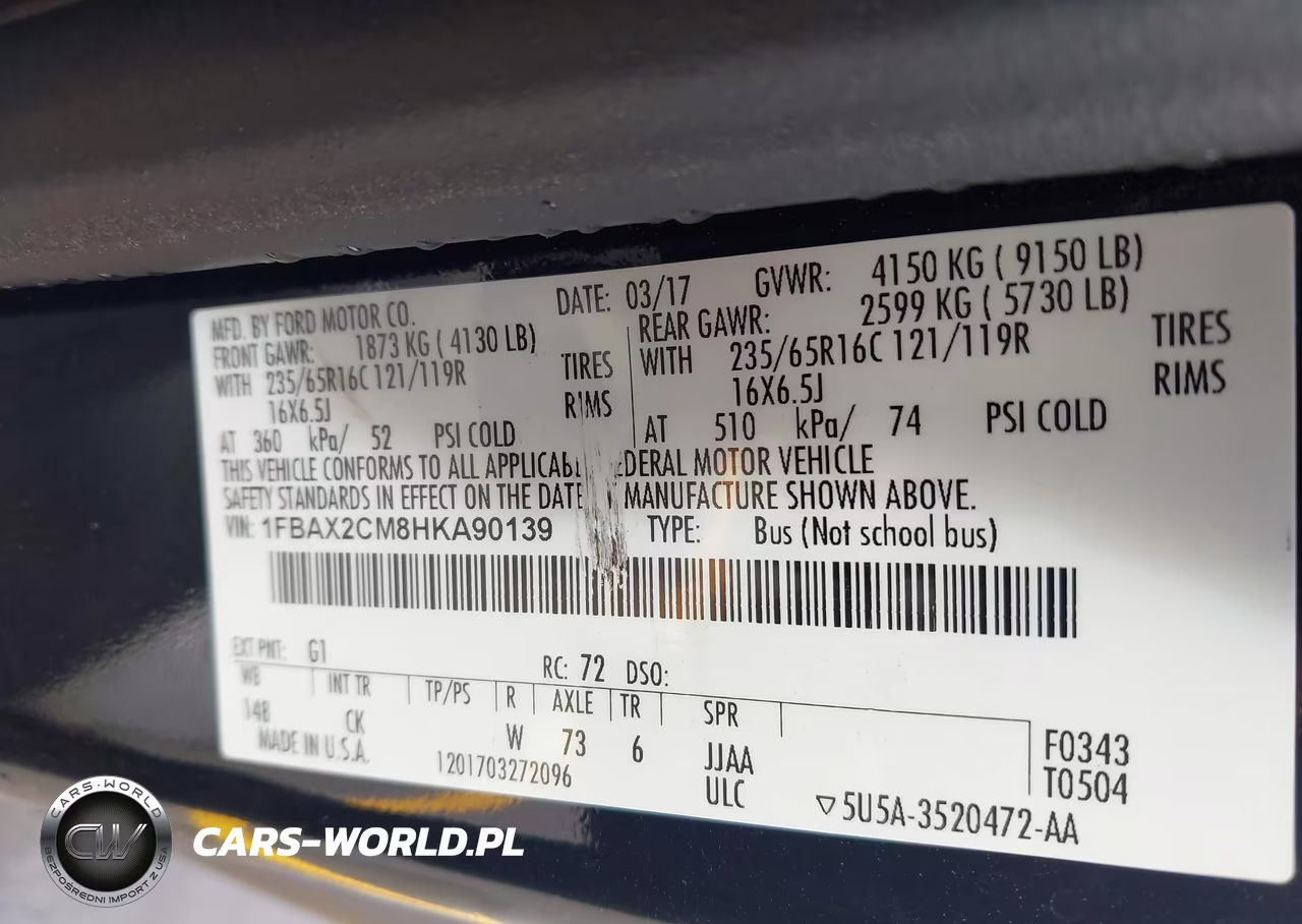 2017 Ford Transit-350 Xlt VIN:1FBAX2CM8HKA90139 - 9