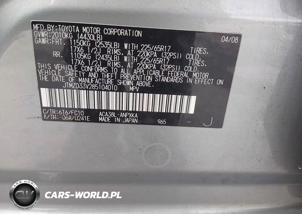 2008 Toyota Rav4 VIN:JTMZD33V285104010 - 9