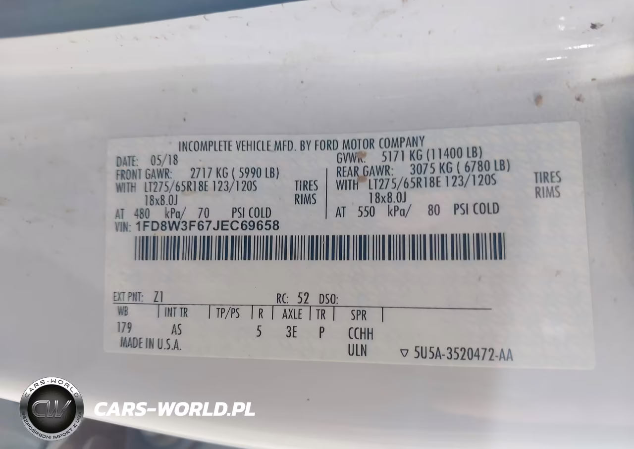 2018 Ford F-350 Chassis Xl VIN:1FD8W3F67JEC69658 - 9