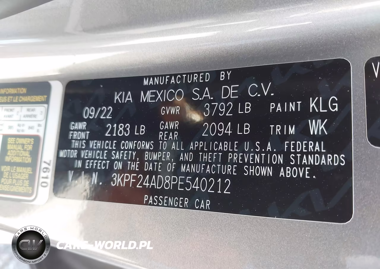 2023 Kia Forte Lxs VIN:3KPF24AD8PE540212 - 9
