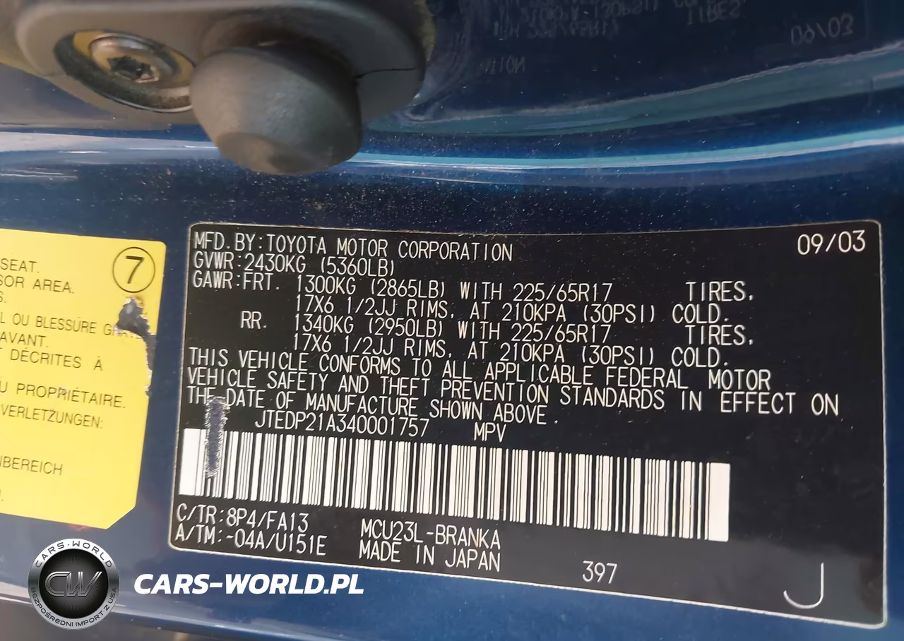 2004 Toyota Highlander Limited V6 VIN:JTEDP21A340001757 - 9