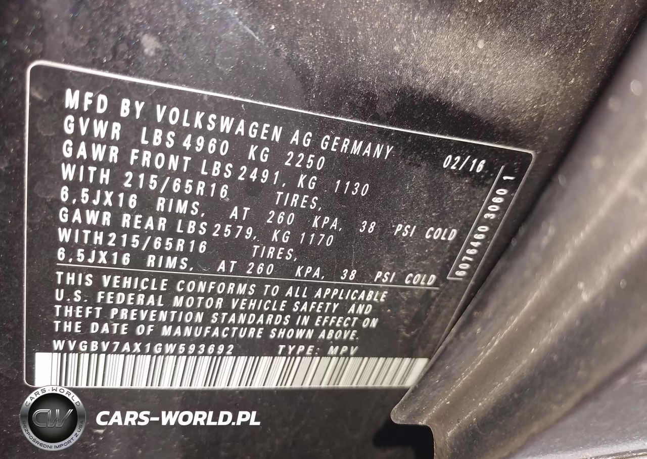 2016 Volkswagen Tiguan S VIN:WVGBV7AX1GW593692 - 9